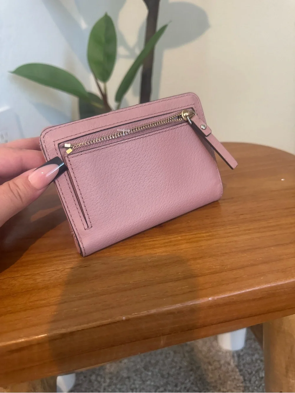 kate spade Light Pink Pebbled Leather Zip Wallet